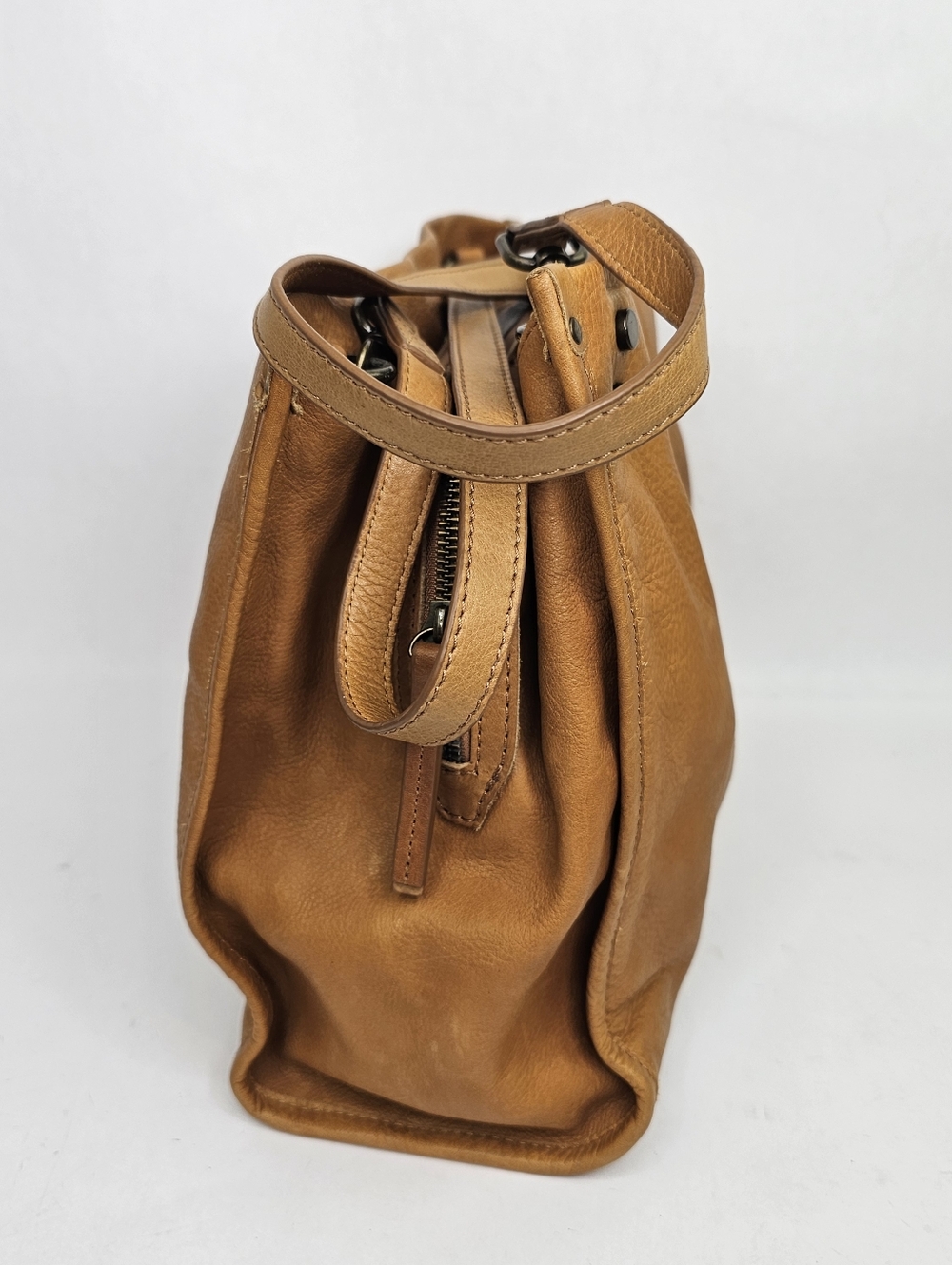 American Leather Co. Lenox Triple Entry Satchel Cafe Latte - Picture 3 of 13